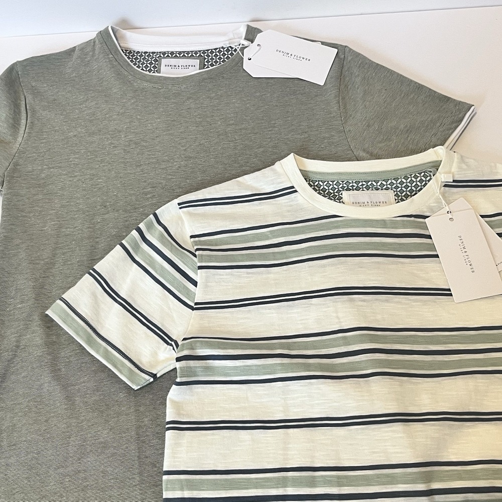 Set of 2 Boys Denim & Flower Short Sleeve T Shirts Size 9-10